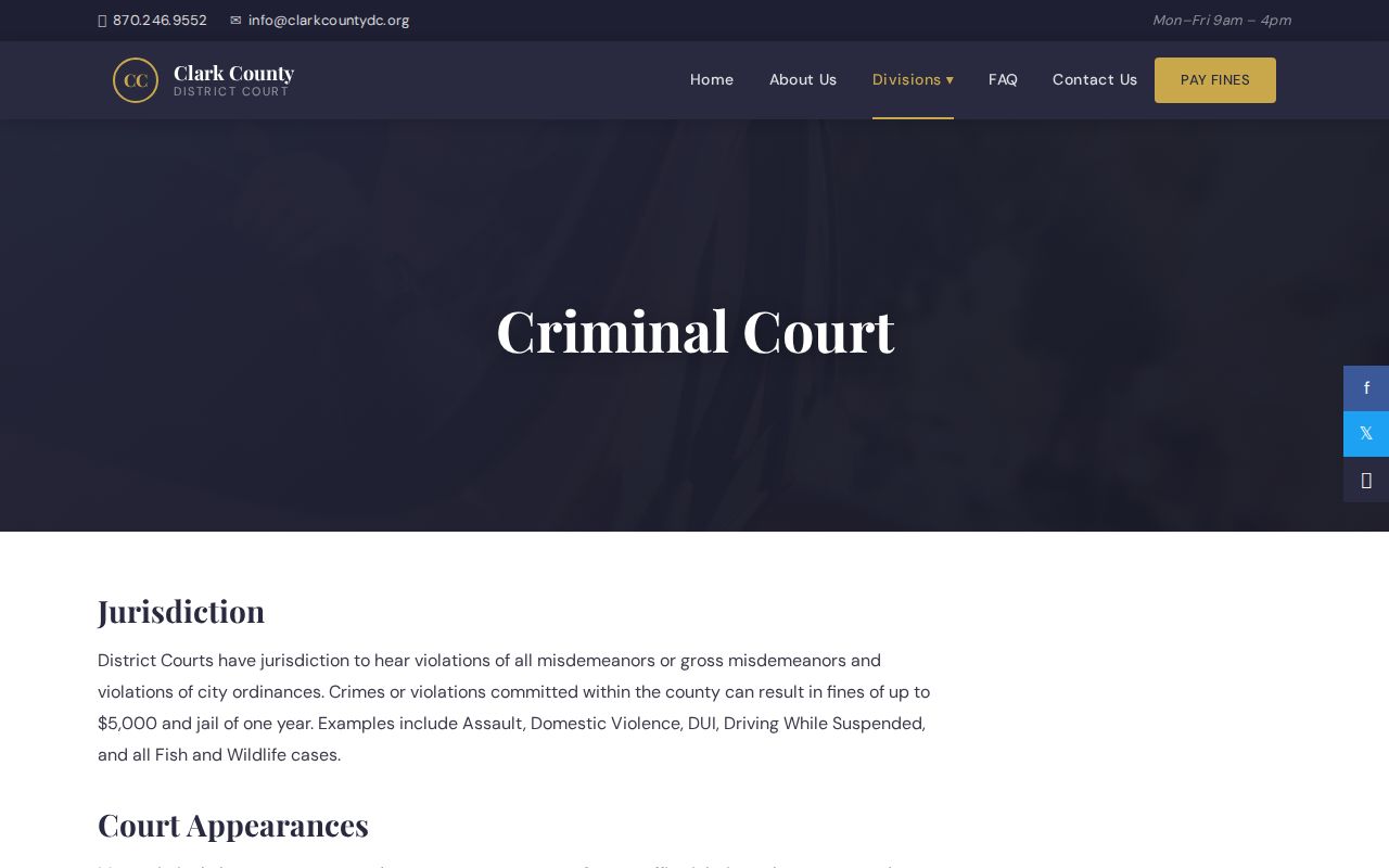 Clark County arrest warrant criminal court jurisdiction information
